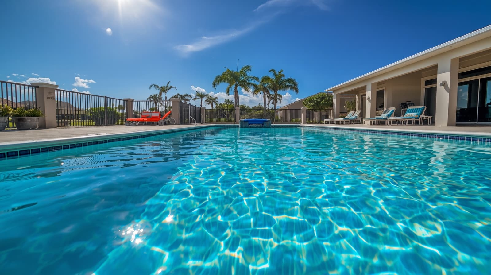 Sparkling clean pool serviced by Next Level Pools in Melbourne, FL