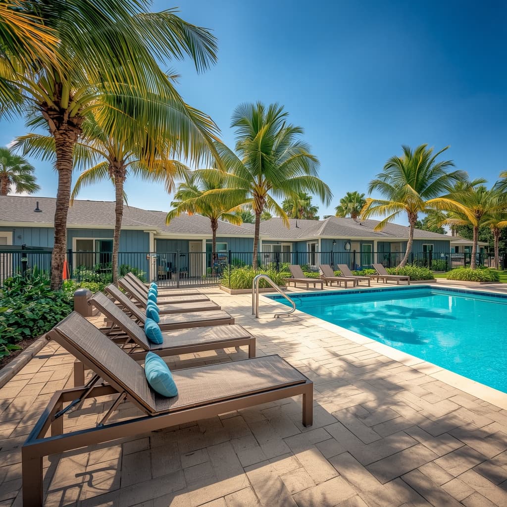 Poolside lounge area