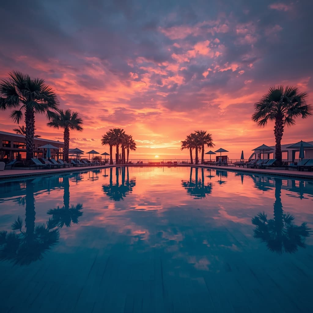 Pool at sunset